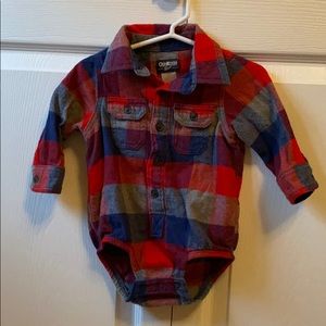 Baby boys Oshkosh bgosh flannel onesie size 12M